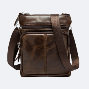Petite sacoche cuir marron homme - image principale - univers - sacoche